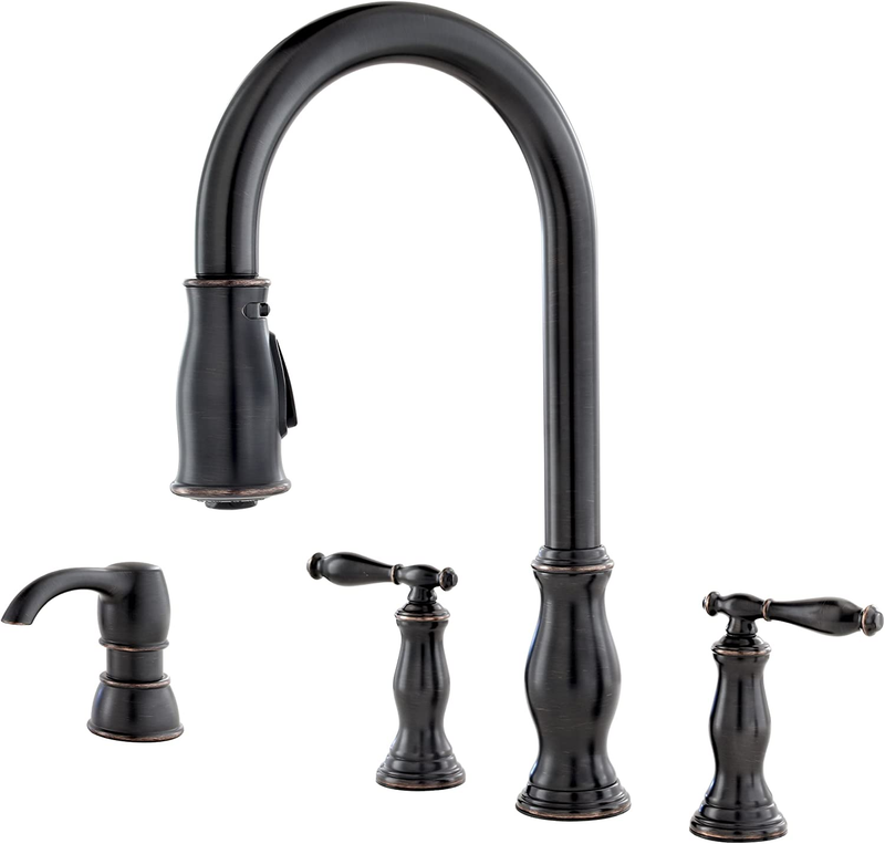 F5314HNY 2-Handle 3 or 4-Hole Hanover Pull-Down Kitchen Faucet, Tuscan Bronze