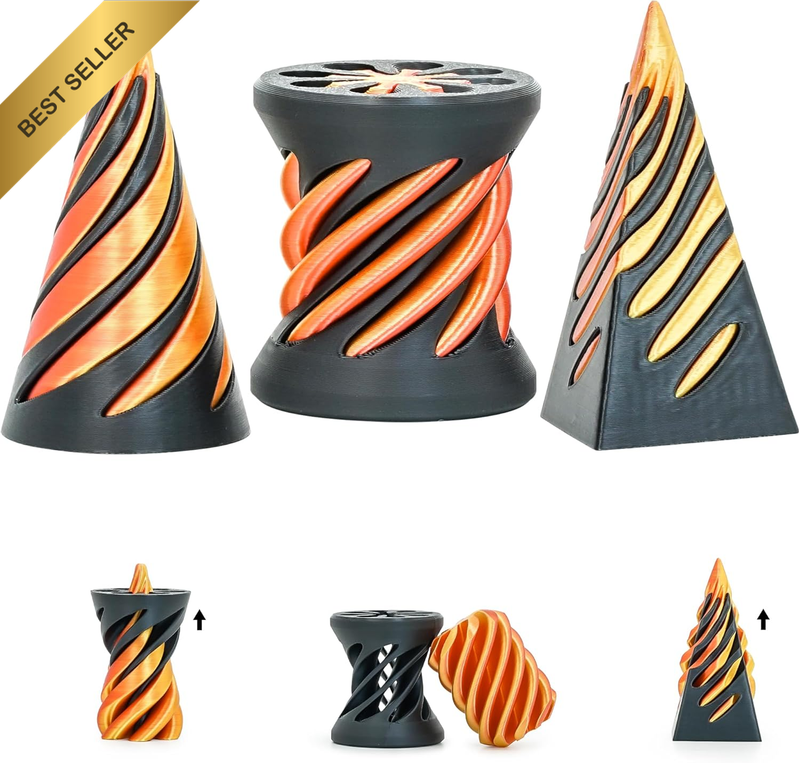 3 Pack Pyramid Fidget Toys: Impossible Cone, Spiral Cone, Vortex Illusion Pyrami