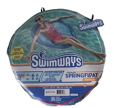 Swimways Spring Float Papasan Pool Lounger Inflatable Pool Float With Carry Bag