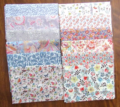 LIBERTY OF LONDON TANA LAWN Cotton Fabric 12pc Fat 8th Bundle 13'' x18'' Aug 2017