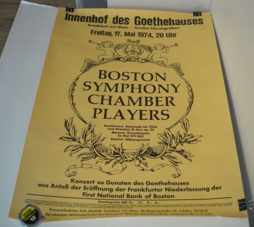 ROLLED 1974 BOSTON SYMPHONY CHAMBER PLAYERS GERMAN PROMO CONCERT POSTER 