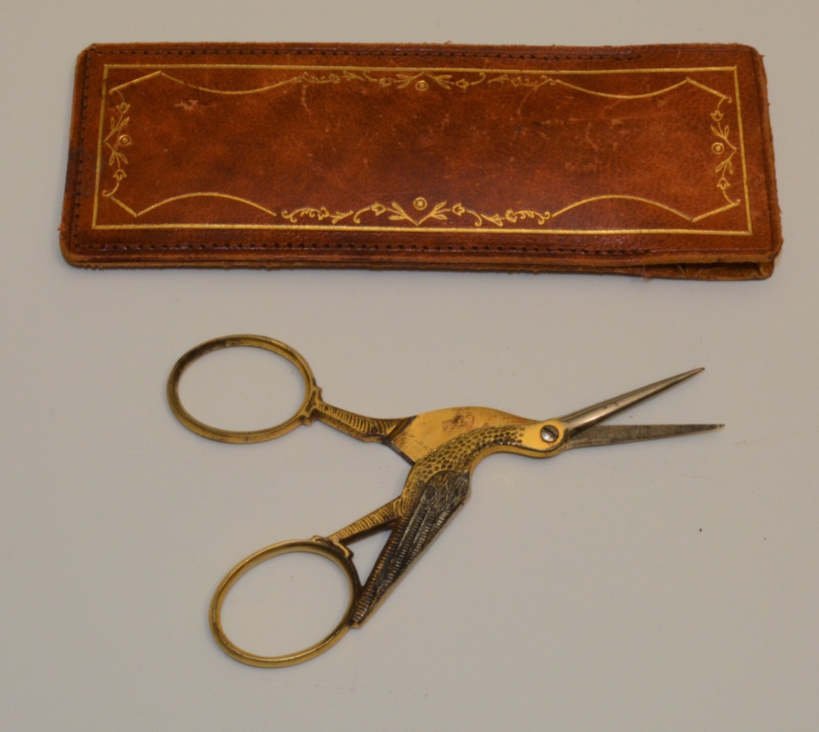 VTG Marks Solingen Germany Stork Crane Gold color embroidery