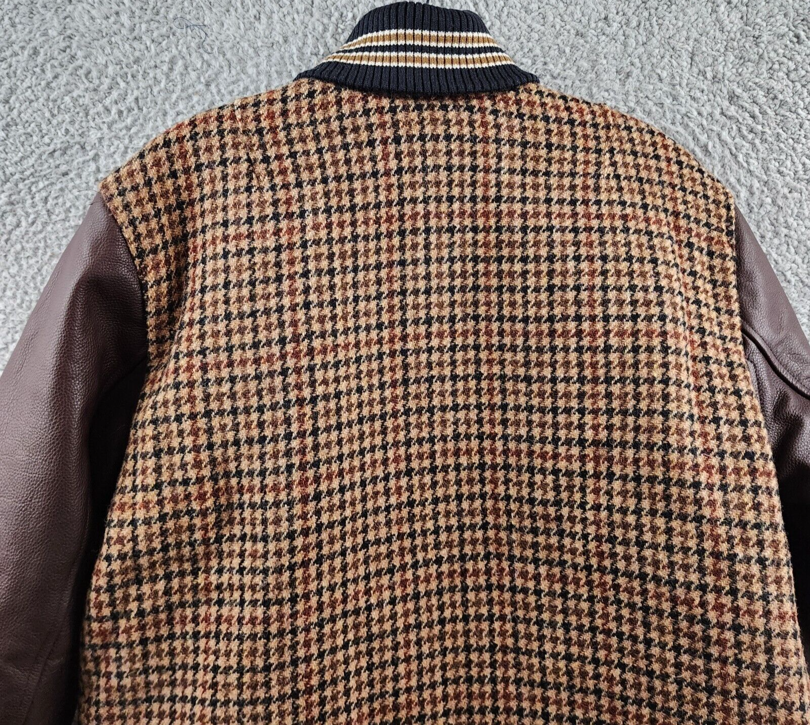 Rag & Bone Harris Tweed Houndstooth Wool Varsity Jacket Mens