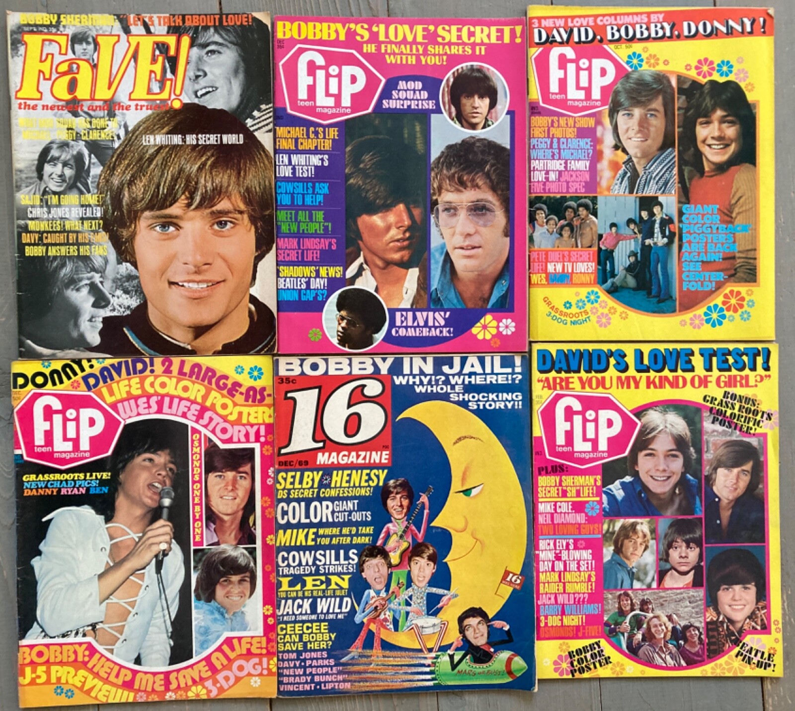 CUT- Fave, 16, Flip Magazine, Bobby Sherman 1970, 1971 Lot