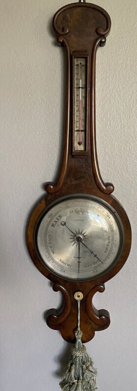 19th Century Circa 1890 Antique Wall Banjo Barometer Graham Wakefield Wood