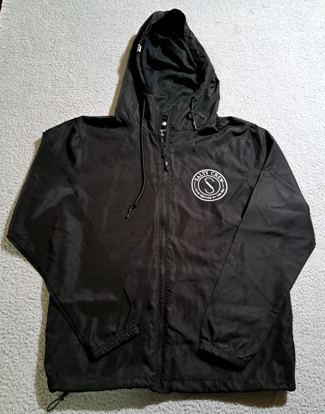 Salty Crew Men's Black Full Zip Lightweight Hoodie Windbreaker