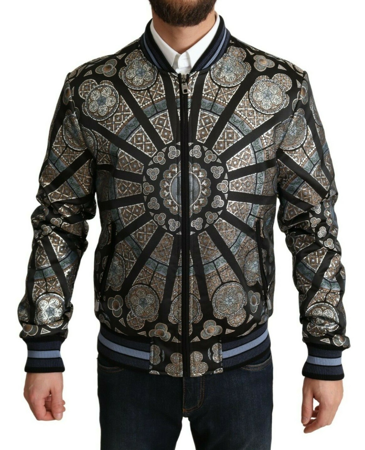 

Куртка DOLCE - GABBANA Синяя куртка-бомбер с жаккардовым мотивом Мужская IT48 / US38, Синий