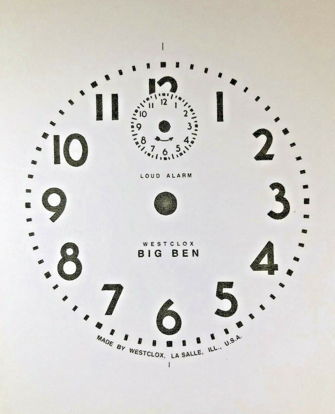 Westclox Big Ben Alarm Clock Paper Replacement Dial (Lot 210 Westclox Big Ben Alarm Clock Paper Replacement Dial (Lot 210