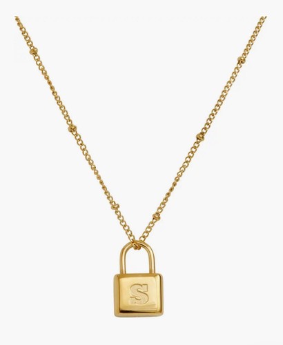 Initial Lock Pendant Necklace SAVVY CIE JEWELS Letter S New
