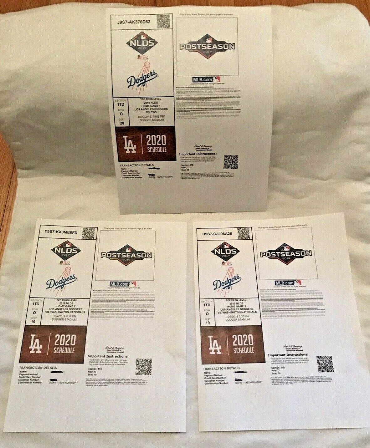 NLDS Ticket 2019 Game 1,2, &amp; 5 Los Angeles Dodgers (3