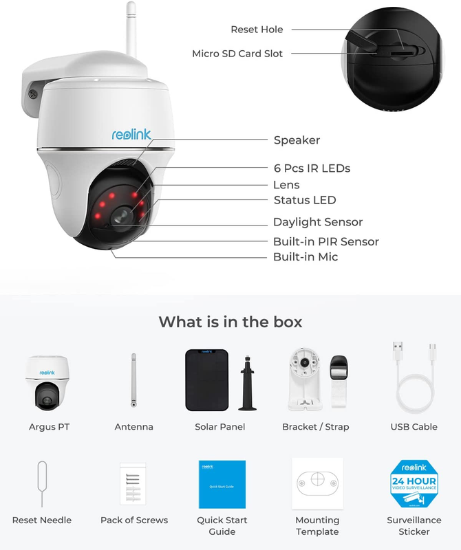 Security Camera Wireless Outdoor, Solar Powered Wifi System, Pan Tilt, 2K Night