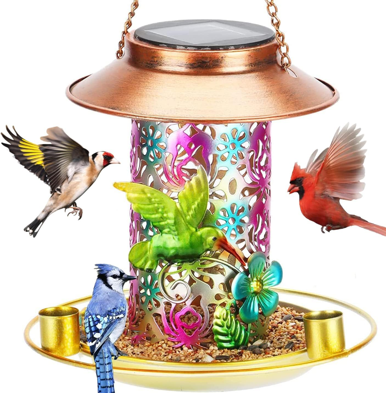 Solar Bird Feeder for Outdoors Hanging, outside Wild Bird Feeders,Gifts for Bird