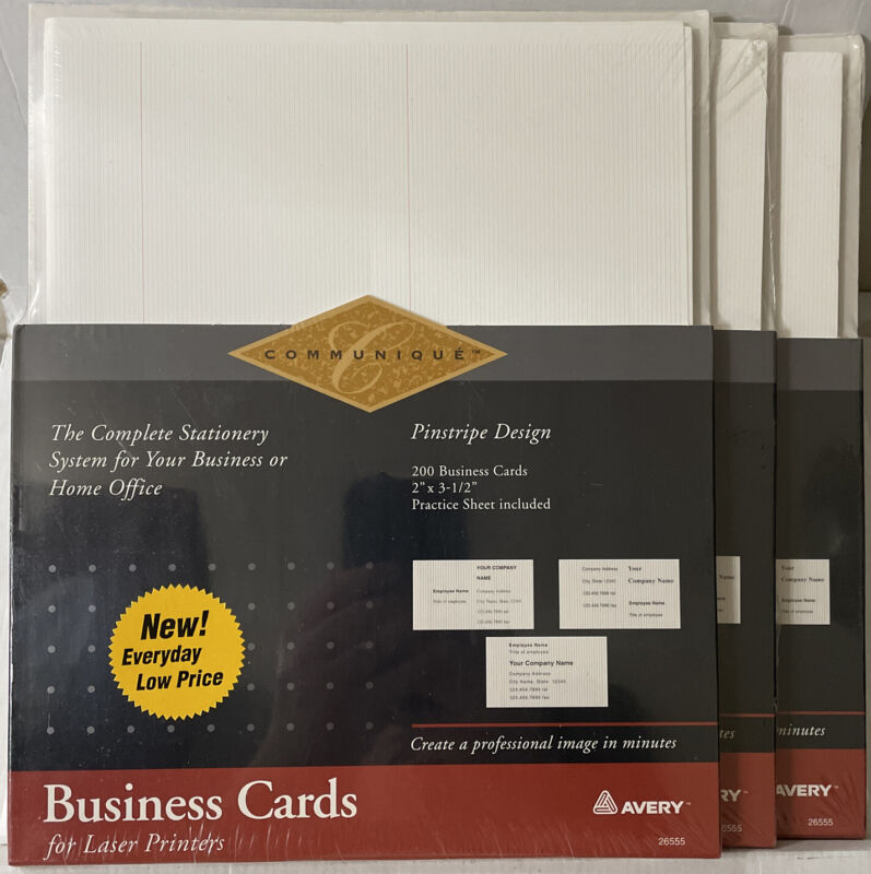 AVERY 3 Packs 600 Business Cards (Laser Printer Pinstripe Design26555)See Picts!
