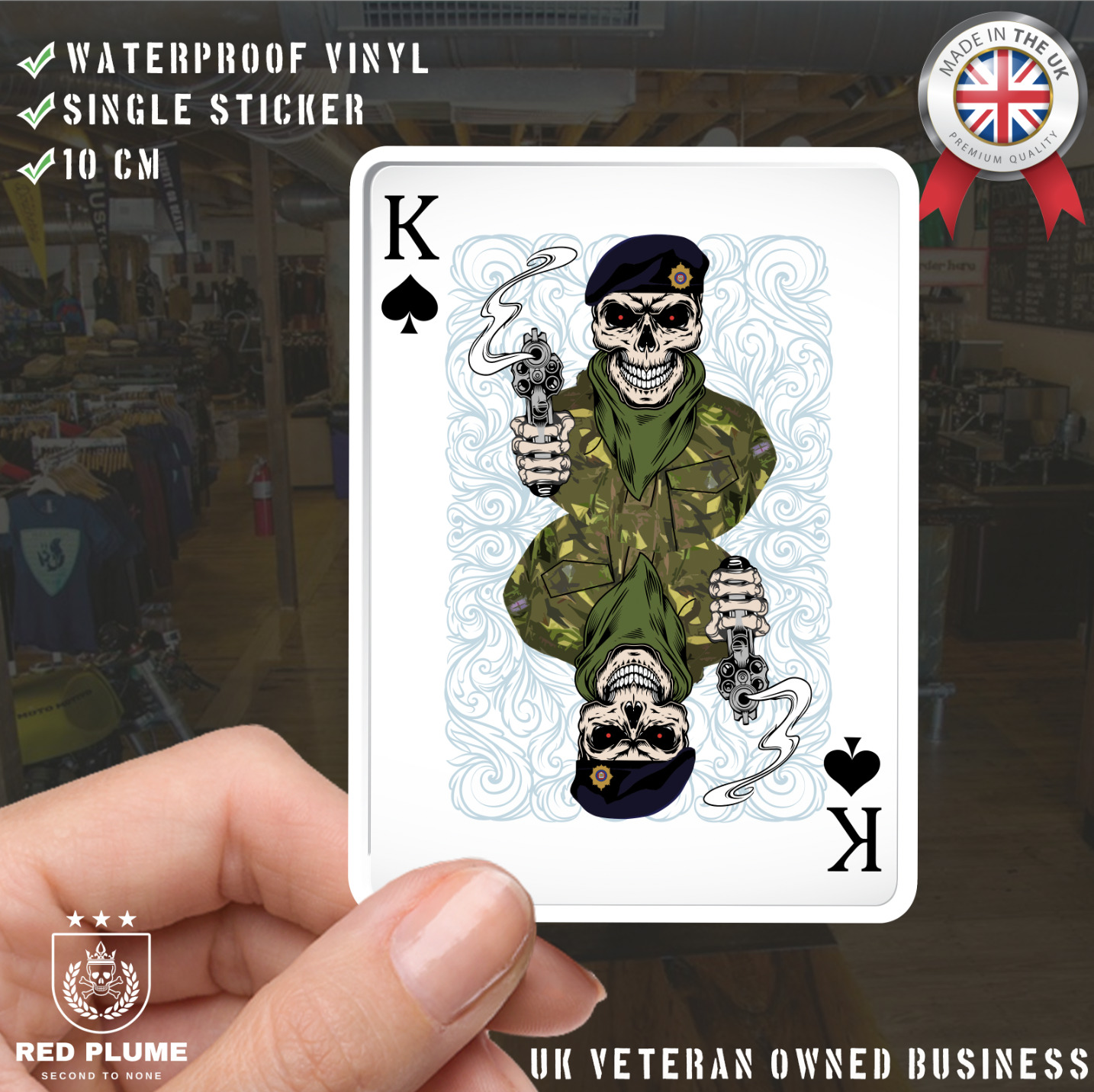 Royal Logistics Corps (RLC) King of Spades Waterproof Vinyl Sticker/Decal 10cm - Picture 1 of 4