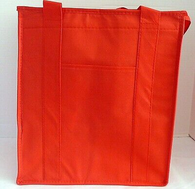 INSULATED REUSABLE GROCERY BAG - SOLID RED - Thermal Zipper Shopping Tote