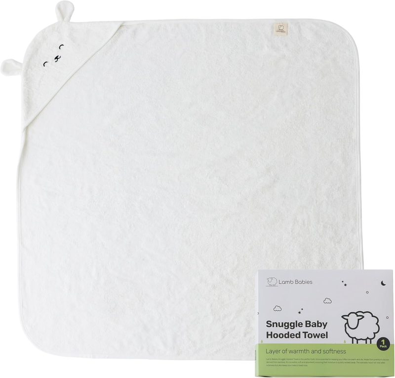 Snuggle Hooded Bamboo Baby Towel, Ultra-Soft Bamboo Viscose for Warmth and Quick Drying, Functional Bath-Time Essential, Adorable Hooded Baby Towels
