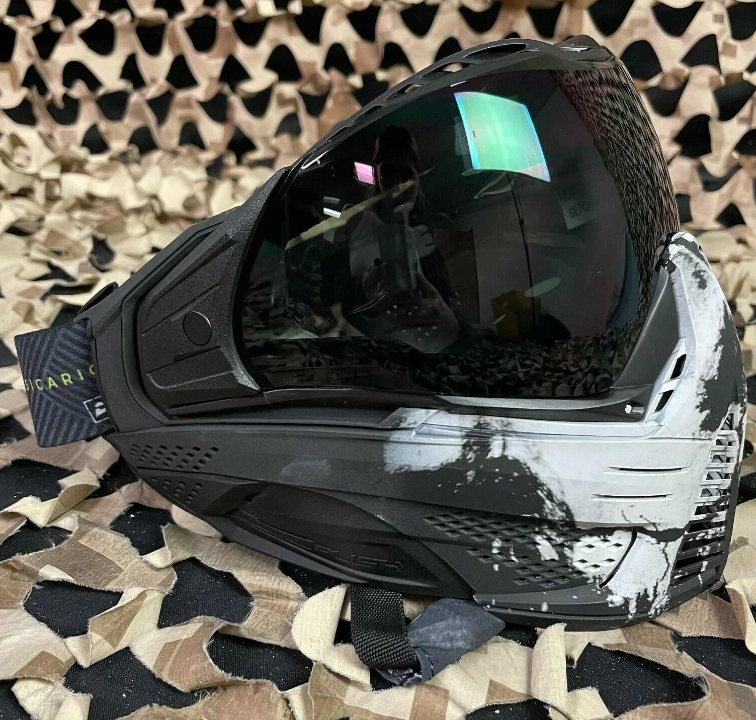 NEW Push Unite Paintball Mask Infamous Black Skull w/ Smoke Lens