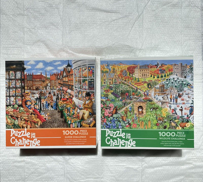 2 Gale Pitt 1000 pc Puzzle Challenge Ceaco Victorian Market English Country Life