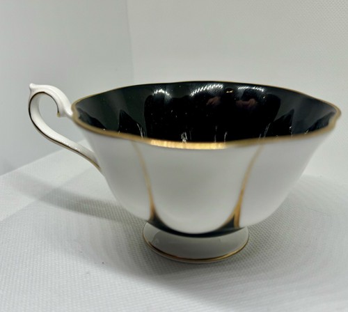 Vintage Royal Albert Trio Tea Cup Saucer Dessert Plate Pink Black Gold on White