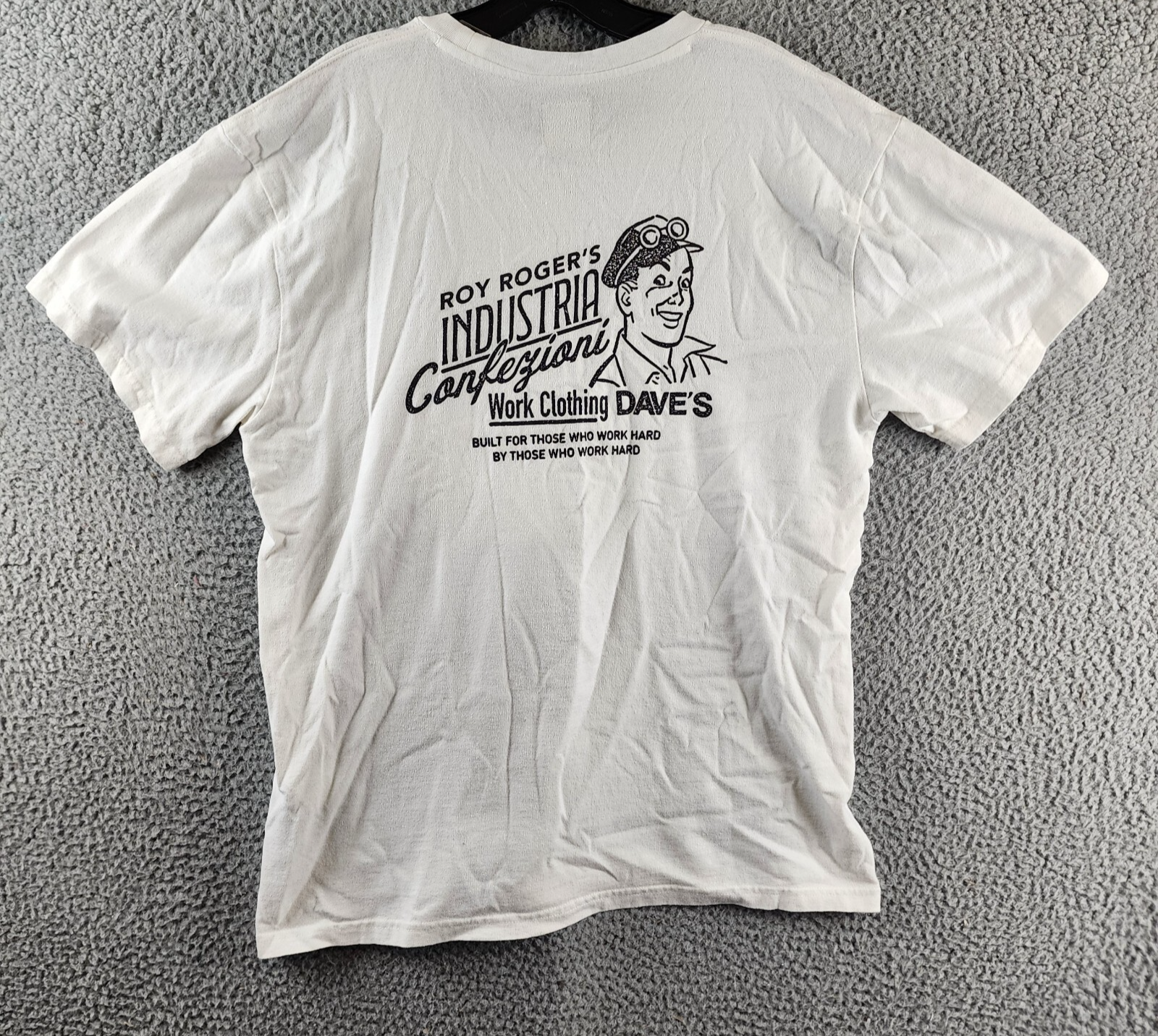 Roy Roger's X Dave's New York Industrial Print Tee Men's M White Crew Neck S/S - Picture 14 of 16