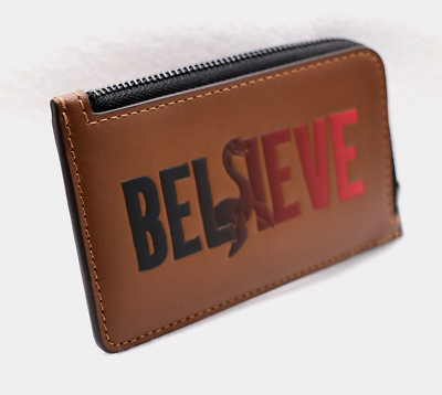 COACH RARE Leather Mythical Monster BELIEVE Zip Card Case 89597 NEW With Tag