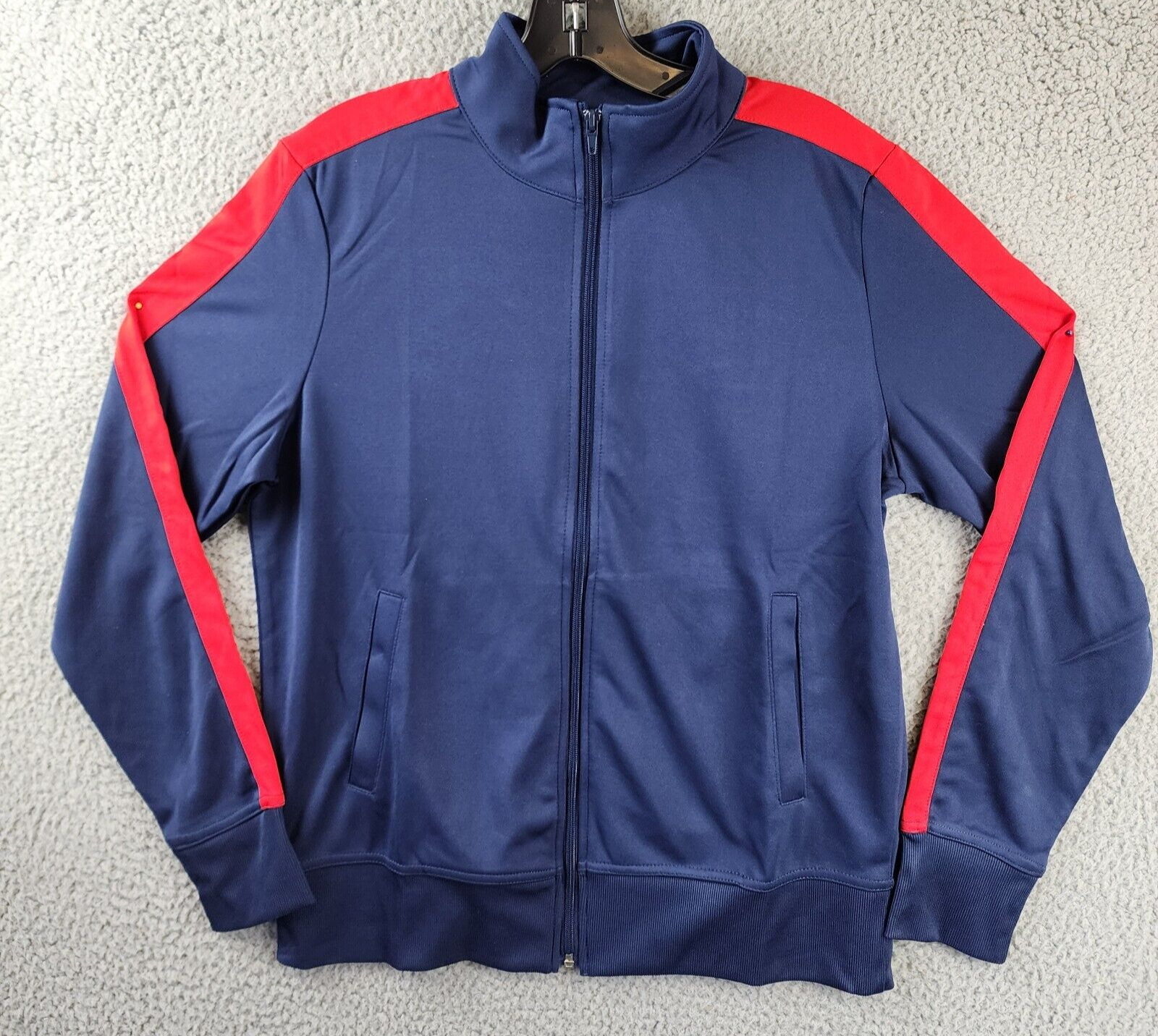 ID Ideology Stripe Sleeve Full Zip Track Jacket Women's M Navy/Red Long Sleeve - Picture 1 of 12