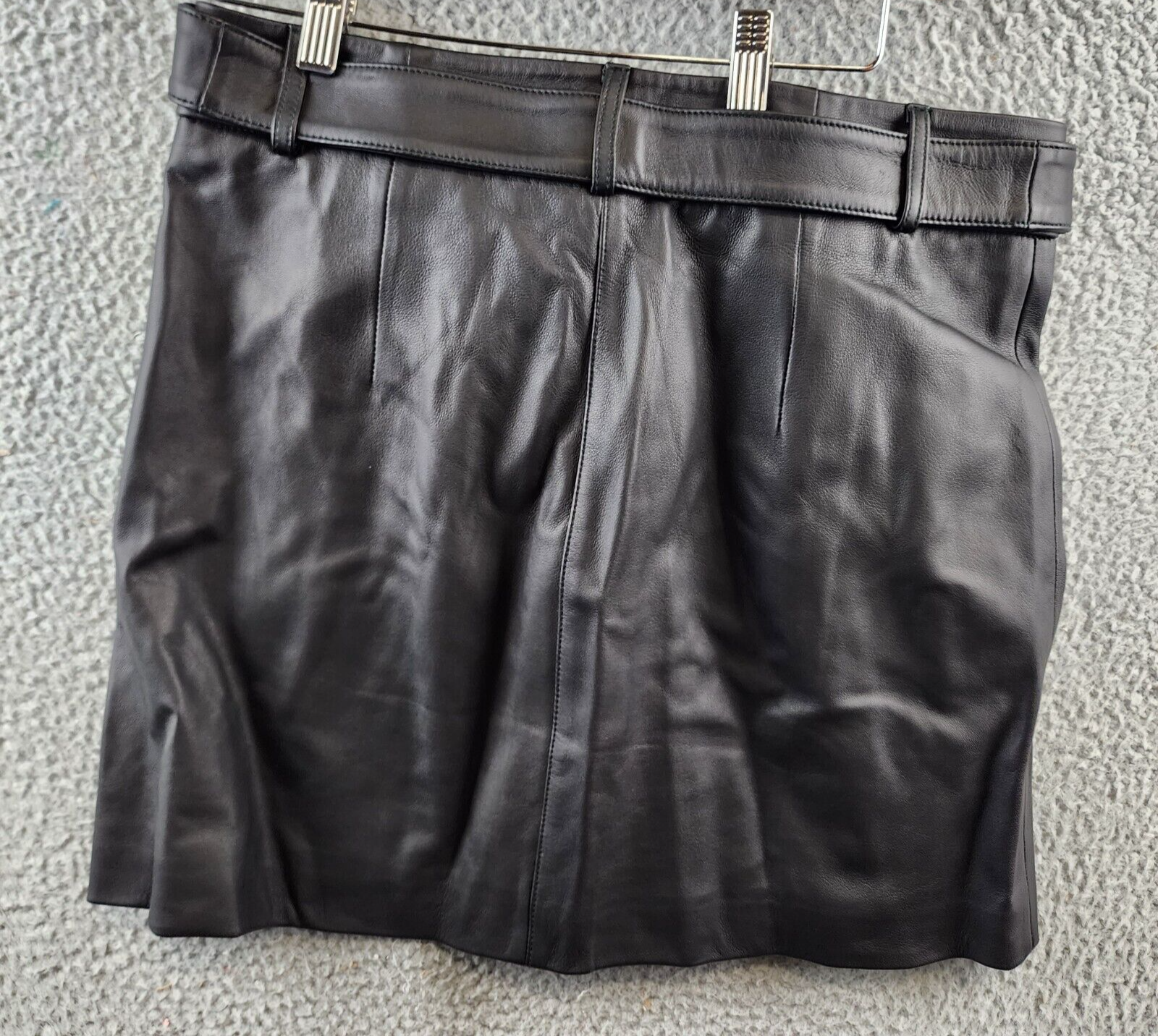 PAIGE Lexi Leather Belted Mini Skirt Women's 8 Black