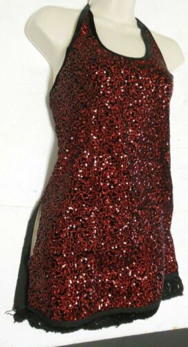 Dance Sequin Halter Dress Fringed 3 Color Ch/Ladies Black velvet fabric OVER 90