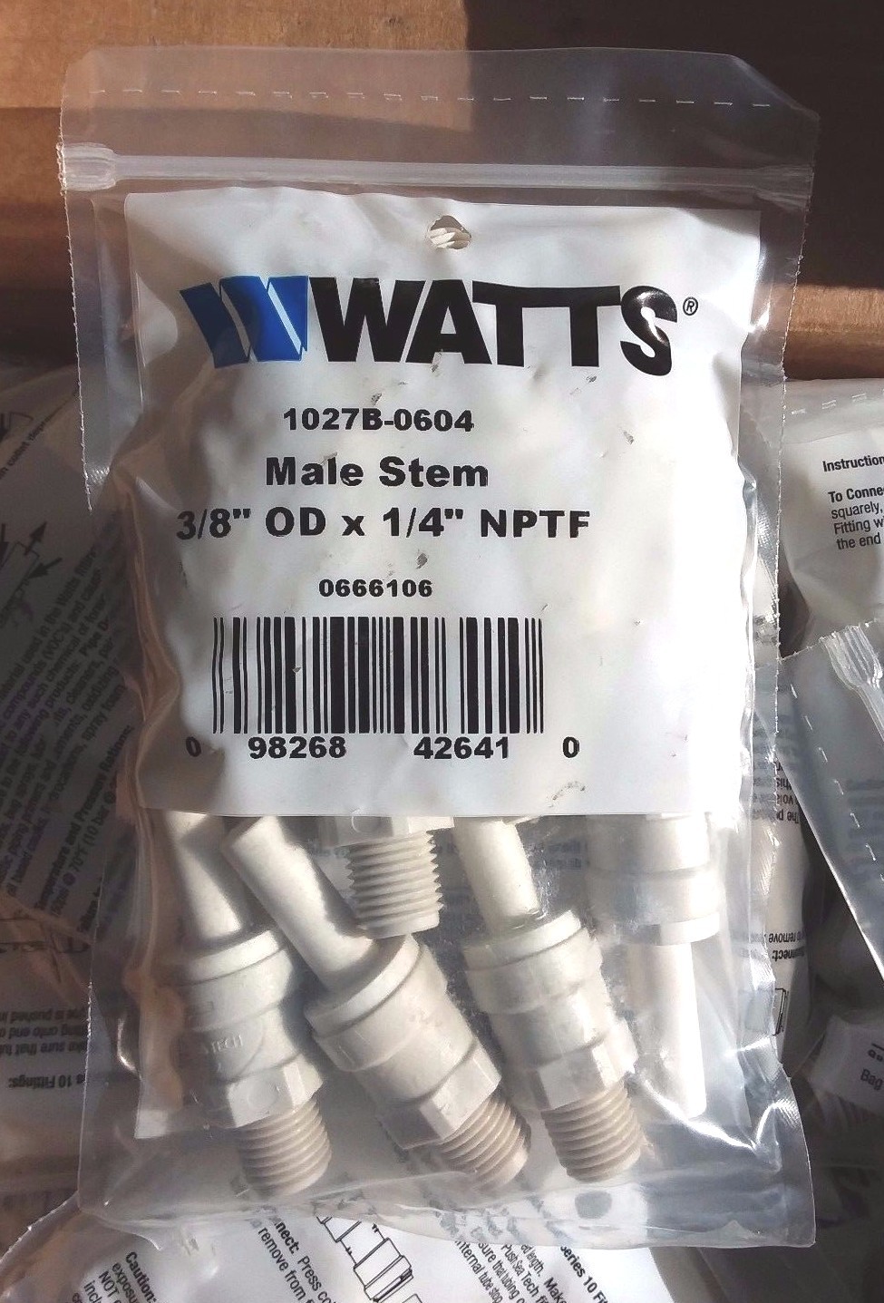 WATTS QUICK CONNECT SERIES 10 MALE STEM 3/8" OD X 1/4" NPTF PACK OF 10
