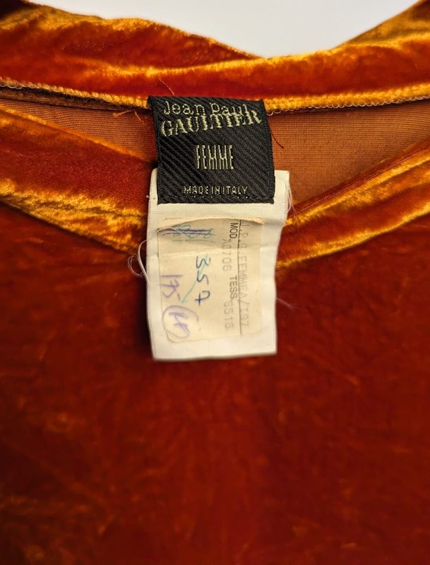 VINTAGE DESIGNER JEAN PAUL GAULTIER BURNT ORANGE CRUSHED VELVET