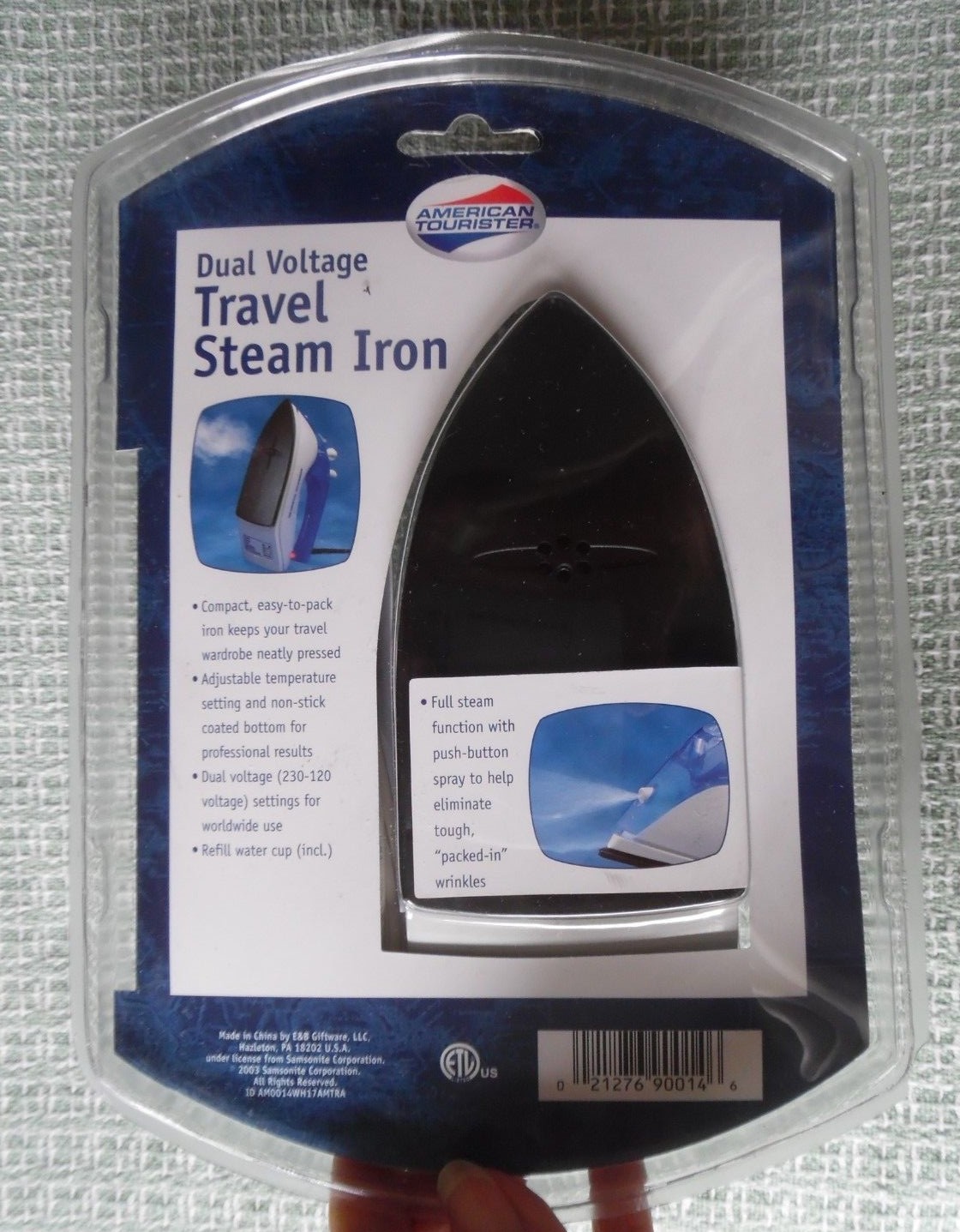 American Tourister Travel Steam Iron with Push Button Spray Dual Voltage New