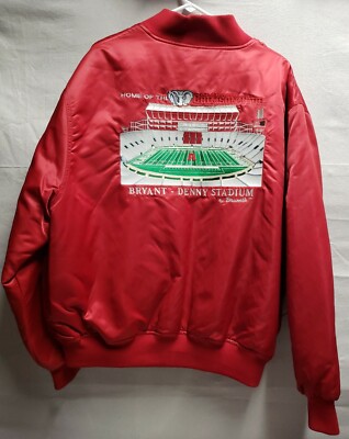 VTG 90s Alabama Crimson Tide Bryant Denny Stadium Satin Jacket by Brumik Size 2X