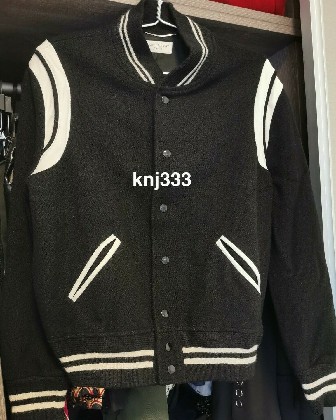 Saint Laurent Paris Hedi Slimane Runway Varsity Teddy Jacket Saint Laurent Paris Hedi Slimane Runway Varsity Teddy Jacket