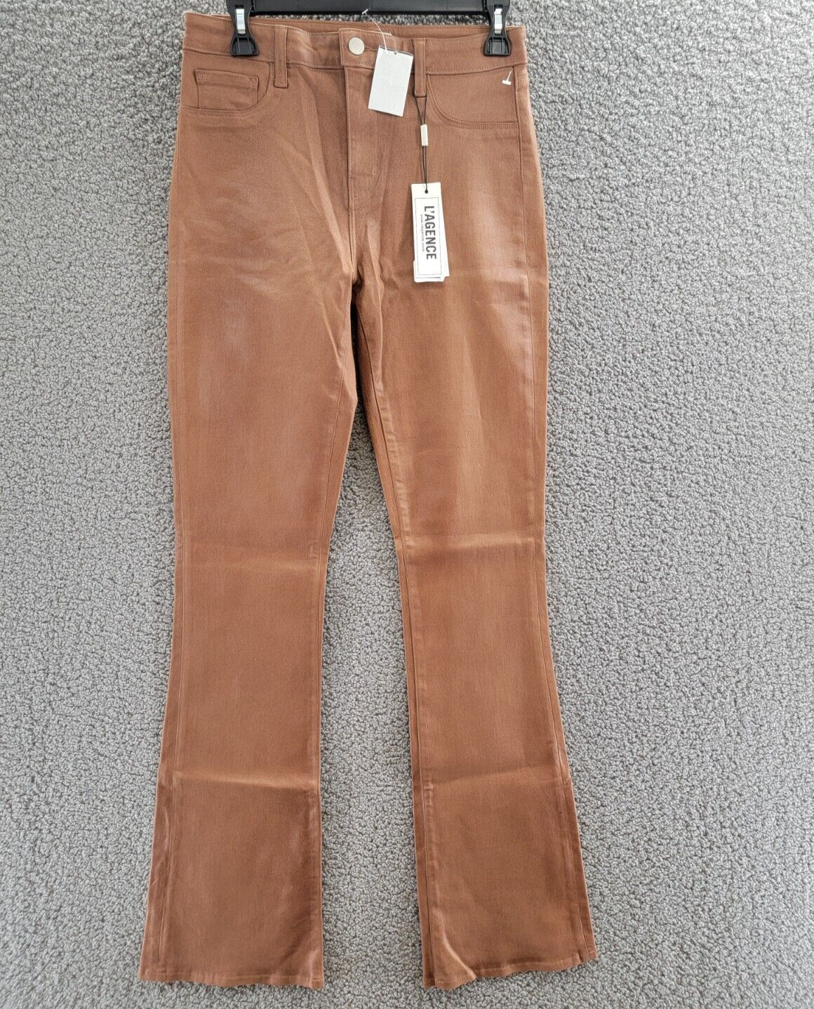 L'Agence Selma High Rise Sleek Baby Bootcut Jeans Women's 29 Fawn Coated - Picture 2 of 18