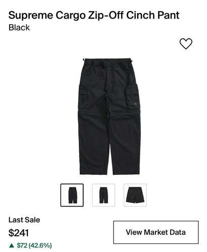 Supreme/シュプリーム cargo zip-off cinch pant