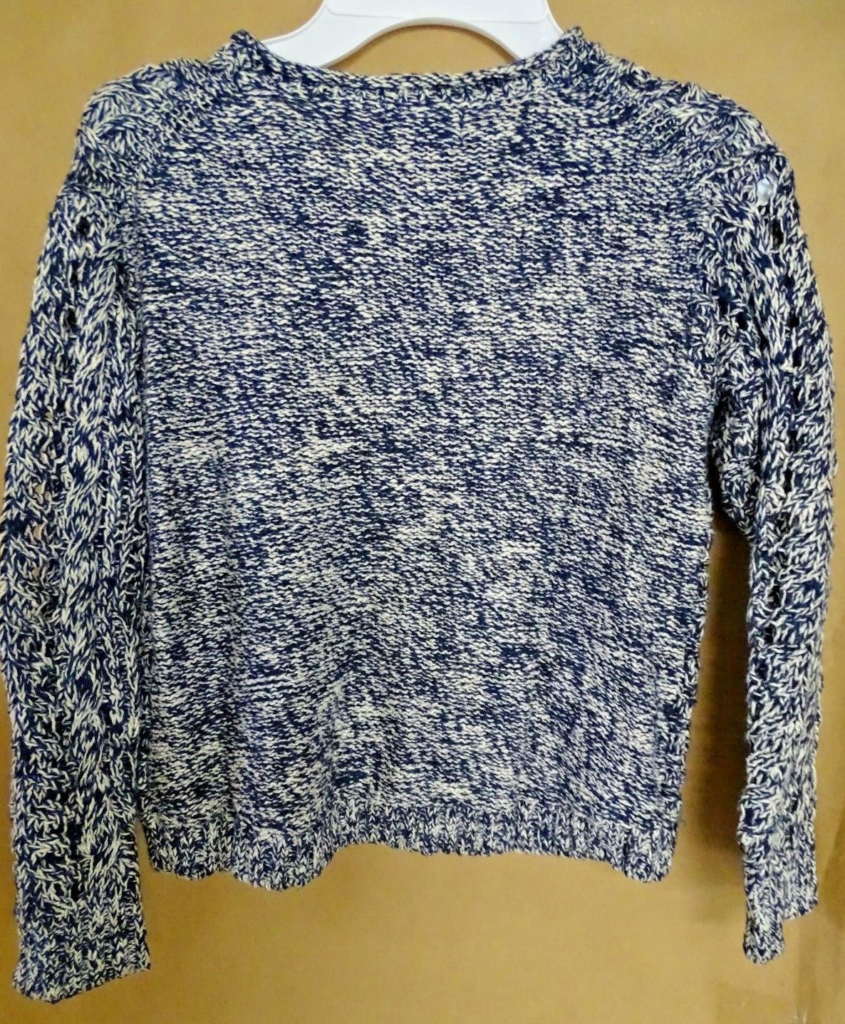 GUC Ralph Lauren Little Girls Open knit Sweater Size 5 Navy/Cream