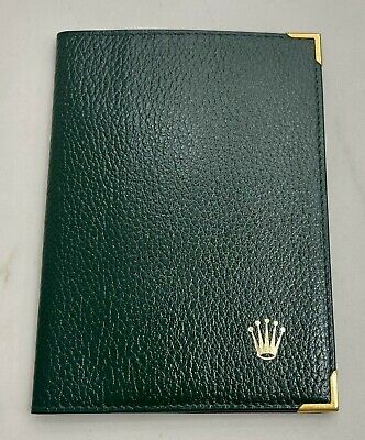 100% Authentic Vintage Rolex Green Leather Card Wallet Passport Holder 68.08.55