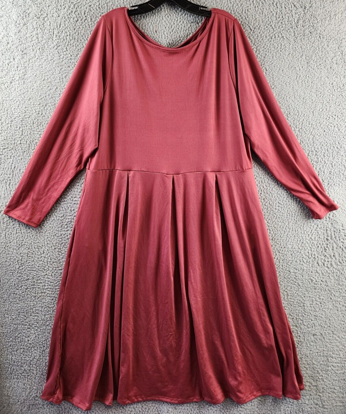 24seven Comfort Apparel Plus Fit And Flare Midi Dress Women's 2X Brick Pullover - Picture 2 of 14