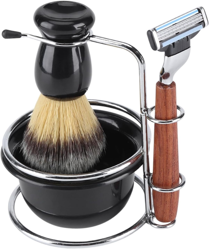Pupilash 4 in 1 Shaving Kit for Men, Includes Manual Razor, Stainless Steel Stan