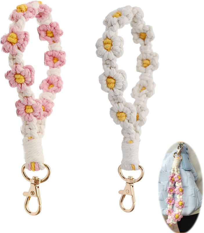 Damen Wristlet Keychain SchlüSselanhäNger,  SchlüSselanhäNger Band Makramee Schlü