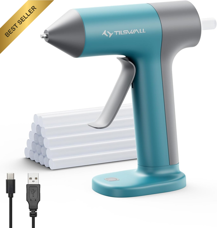 Cordless Hot Glue Gun with Rapid 30S Preheat Features a 2000Mah Type-C Rechargea
