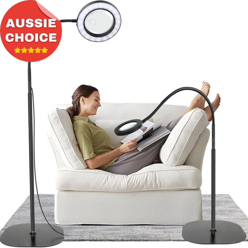 30X 10X Magnifying Floor Lamp Adjustable 3 Color Modes Brightness Crafts Reading