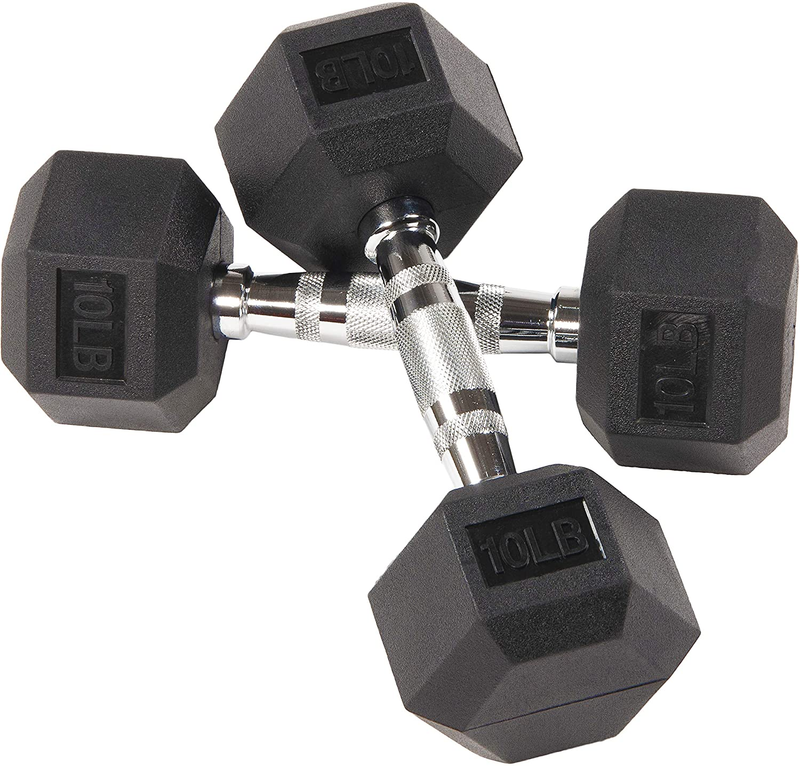 PRCTZ Rubber Encased Hex Dumbbell, 30 Lbs Pair