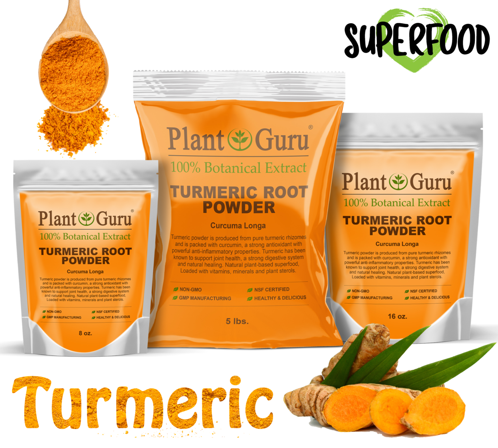 Turmeric Root Powder 5 lbs. Curcumin Curcuma Longa Raw Pure Tumeric Spice BULK