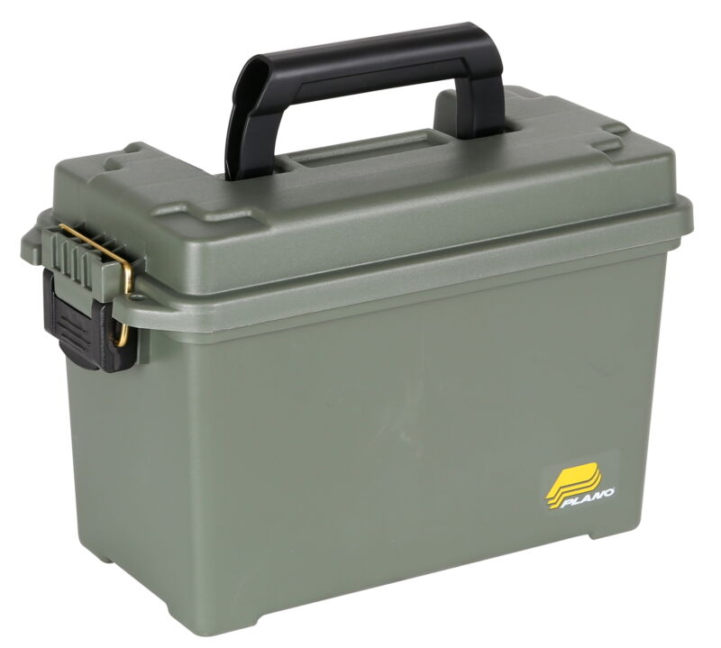 Plano 1712 L Ammo Box，O-Ring Seal，Brass Latch，Holds Multiple Calibers, Green