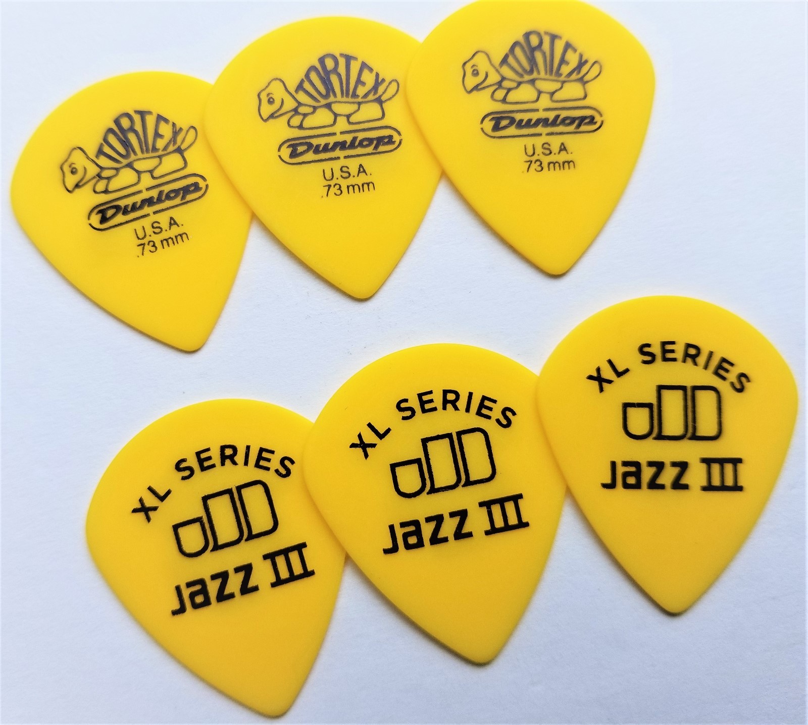 Dunlop Jazz III XL guitar picks 6 Picks in pack .73mm Yellow Dunlop Jazz III XL guitar picks 6 Picks in pack .73mm Yellow