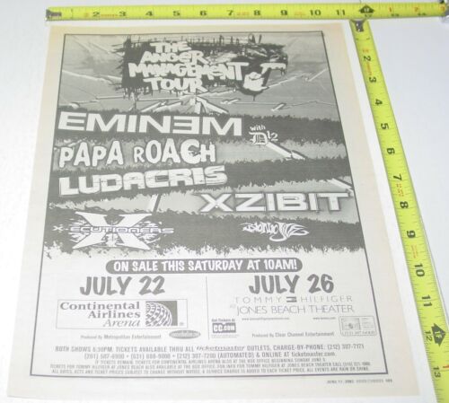 Eminem Papa Roach Concert AD Advert 2002 Anger MGMT Tour Continental Arena NJ