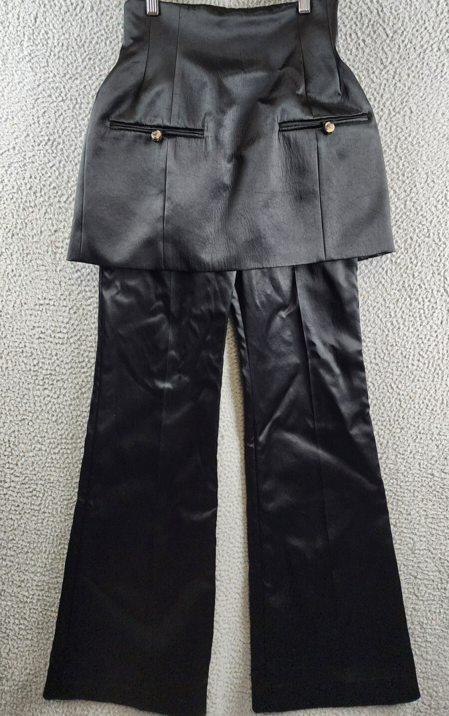 A.W.A.K.E. MODE Layered Skirt Pants Womens 36 Black Welt Pocket Back Zip Closure - Picture 5 of 18
