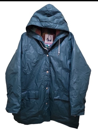VTG SailMaker Outerwear Rain Hooded Jacket Green Lined