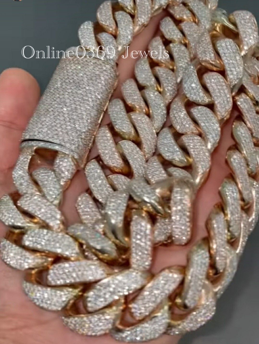 Pre-owned Online0369 Men's 25mm Wide And 22" Big Round Cubic Zirconia Cuban Necklace Chain In Silver In White